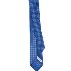 CRAVATTA SARTORIALE 7 CM IN SETA BLU Microfantasia fiore