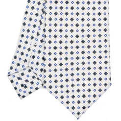 CRAVATTA SARTORIALE 7 CM IN SETA BIANCA Microfantasia fiore