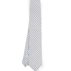 CRAVATTA SARTORIALE 7 CM IN SETA BIANCA Microfantasia fiore