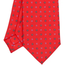 CRAVATTA SARTORIALE 7 CM IN SETA ROSSA Microfantasia fiore