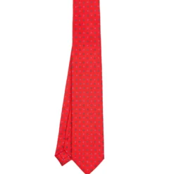 CRAVATTA SARTORIALE 7 CM IN SETA ROSSA Microfantasia fiore