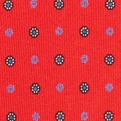 CRAVATTA SARTORIALE 7 CM IN SETA ROSSA Microfantasia fiore