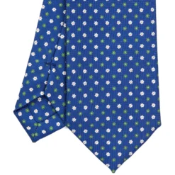 CRAVATTA SARTORIALE 7 CM IN SETA BLU Microfantasia fiore