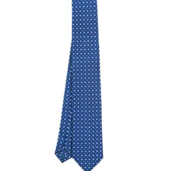 CRAVATTA SARTORIALE 7 CM IN SETA BLU Microfantasia fiore