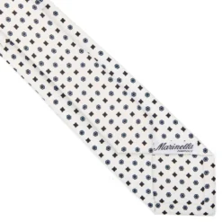 CRAVATTA SARTORIALE 7 CM IN SETA BIANCA Microfantasia fiore