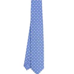 CRAVATTA SARTORIALE 7 CM IN SETA AZZURRO POLVERE Microfantasia fiore