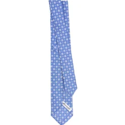 CRAVATTA SARTORIALE 7 CM IN SETA AZZURRO POLVERE Microfantasia fiore