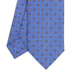 CRAVATTA SARTORIALE 7 CM IN SETA AZZURRO POLVERE Microfantasia fiore