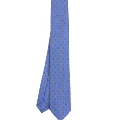 CRAVATTA SARTORIALE 7 CM IN SETA AZZURRO POLVERE Microfantasia fiore