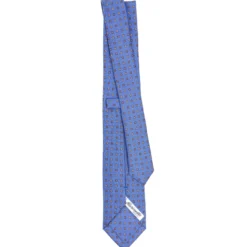 CRAVATTA SARTORIALE 7 CM IN SETA AZZURRO POLVERE Microfantasia fiore