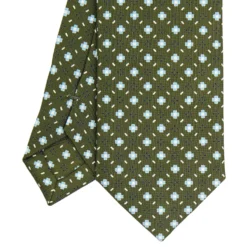 CRAVATTA SARTORIALE 7 CM IN SETA VERDE OLIVA Microfantasia fiore