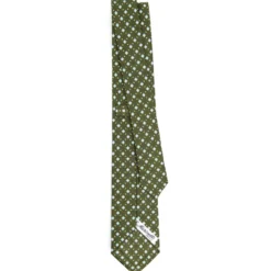 CRAVATTA SARTORIALE 7 CM IN SETA VERDE OLIVA Microfantasia fiore