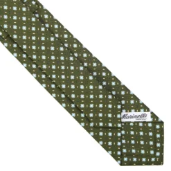 CRAVATTA SARTORIALE 7 CM IN SETA VERDE OLIVA Microfantasia fiore