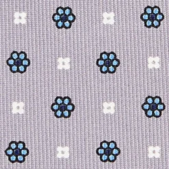 CRAVATTA SARTORIALE 7 CM IN SETA GRIGIO CHIARO Microfantasia fiore