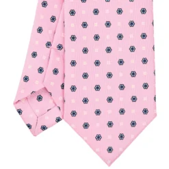 CRAVATTA SARTORIALE 7 CM IN SETA ROSA Microfantasia fiore