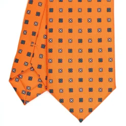 CRAVATTA SARTORIALE 7 CM IN SETA ARANCIONE Microfantasia fiore