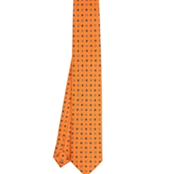 CRAVATTA SARTORIALE 7 CM IN SETA ARANCIONE Microfantasia fiore