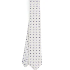 CRAVATTA SARTORIALE 7 CM IN SETA BIANCA Microfantasia fiore