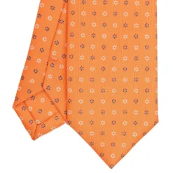 CRAVATTA SARTORIALE 7 CM IN SETA ARANCIONE Microfantasia fiore