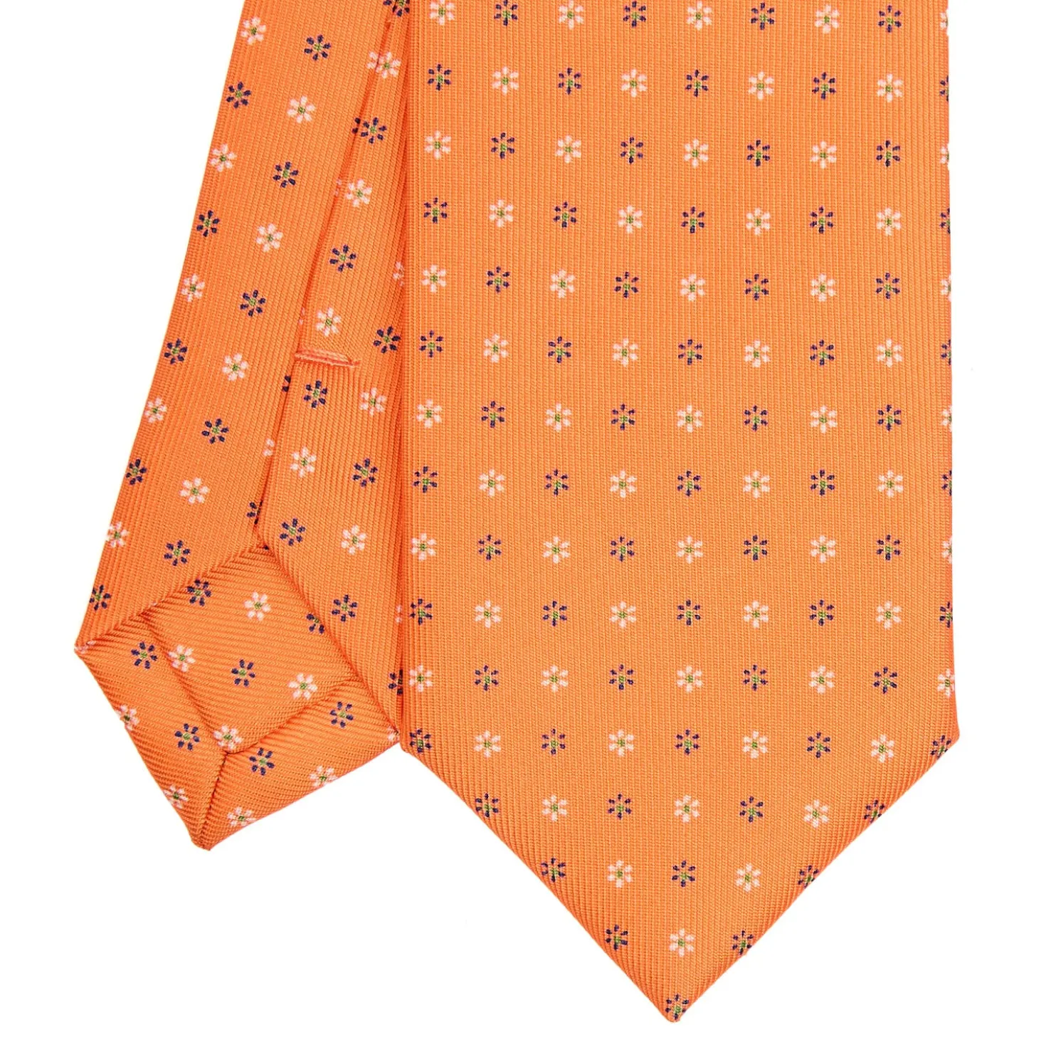 CRAVATTA SARTORIALE 7 CM IN SETA ARANCIONE Microfantasia fiore