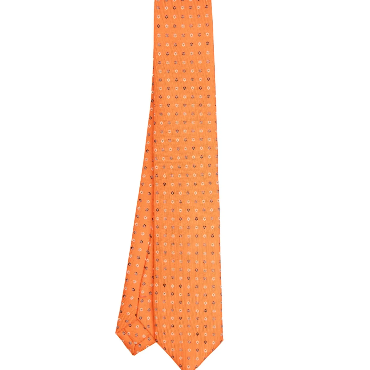 CRAVATTA SARTORIALE 7 CM IN SETA ARANCIONE Microfantasia fiore