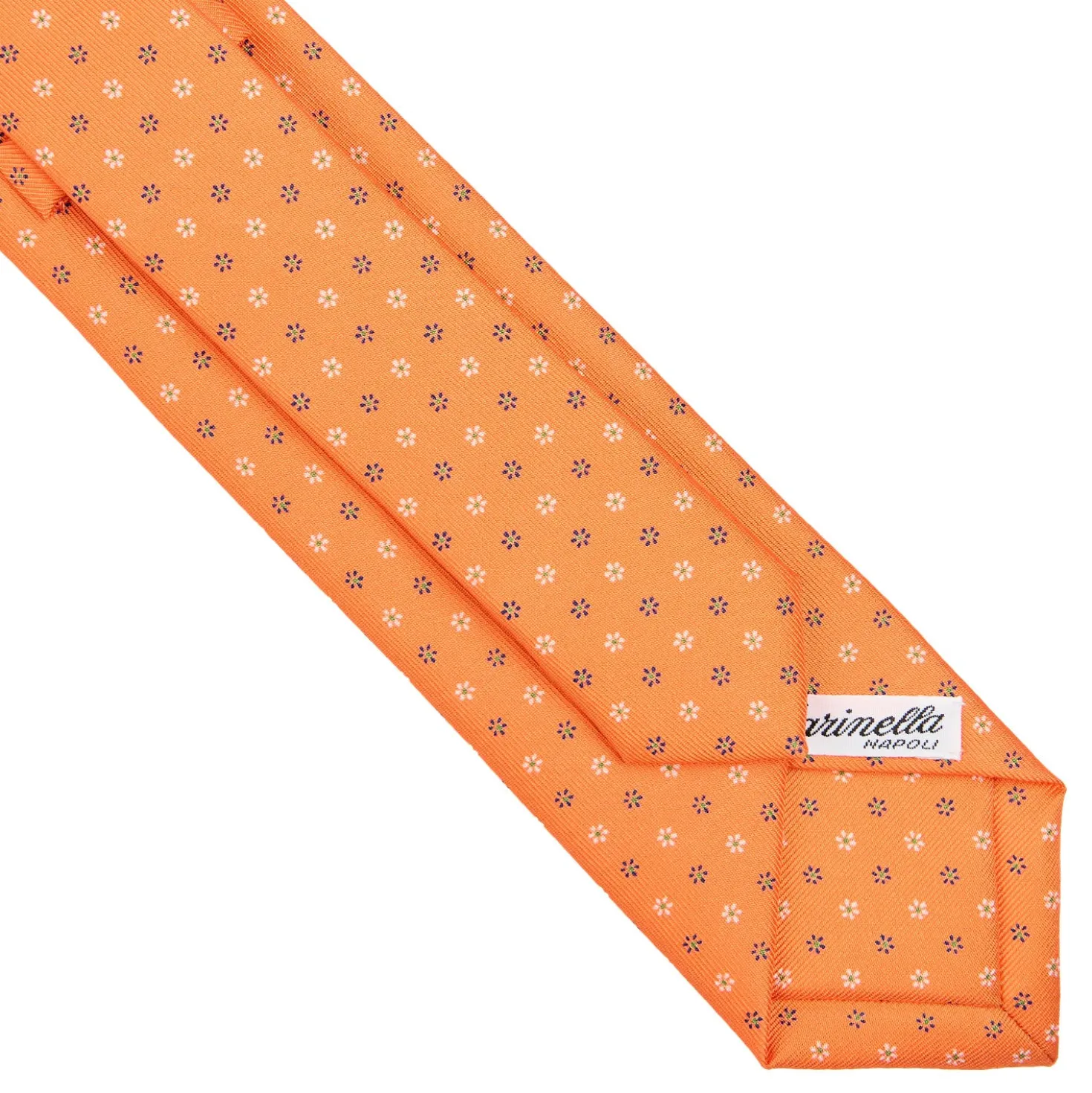 CRAVATTA SARTORIALE 7 CM IN SETA ARANCIONE Microfantasia fiore