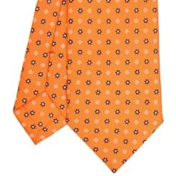 CRAVATTA SARTORIALE 7 CM IN SETA ARANCIONE Microfantasia fiore