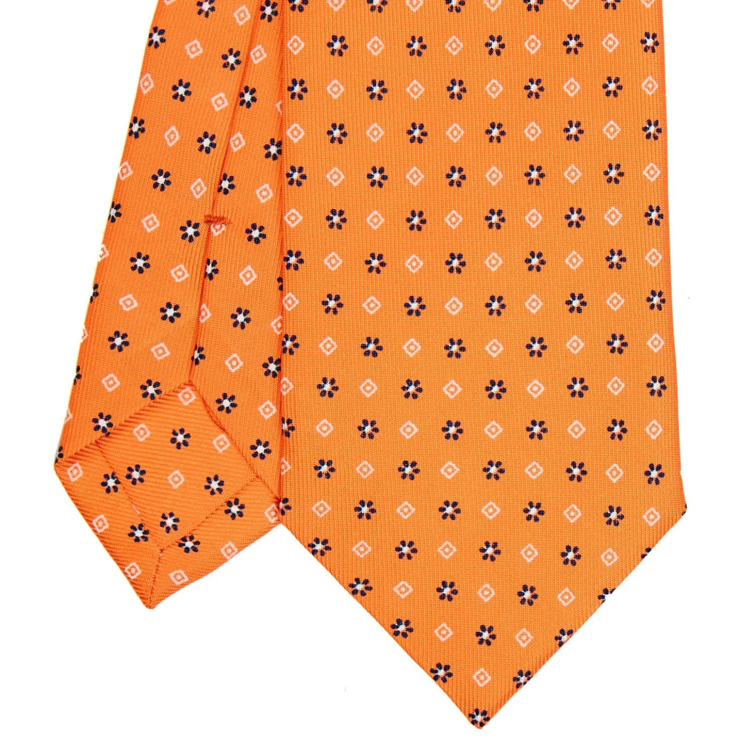CRAVATTA SARTORIALE 7 CM IN SETA ARANCIONE Microfantasia fiore