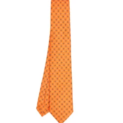 CRAVATTA SARTORIALE 7 CM IN SETA ARANCIONE Microfantasia fiore