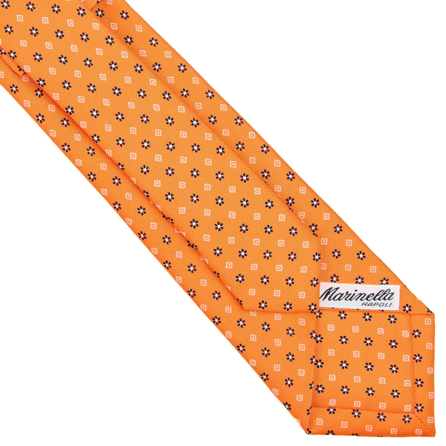 CRAVATTA SARTORIALE 7 CM IN SETA ARANCIONE Microfantasia fiore