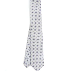 CRAVATTA SARTORIALE 7 CM IN SETA BIANCA Microfantasia fiore
