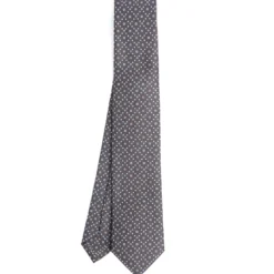 CRAVATTA SARTORIALE 7 CM IN SETA GRIGIO SCURO Microfantasia fiore