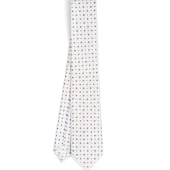 CRAVATTA SARTORIALE 7 CM IN SETA BIANCA Microfantasia fiore