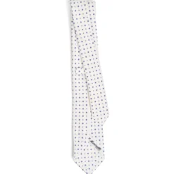 CRAVATTA SARTORIALE 7 CM IN SETA BIANCA Microfantasia fiore