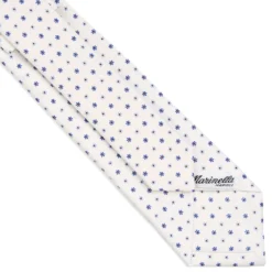 CRAVATTA SARTORIALE 7 CM IN SETA BIANCA Microfantasia fiore