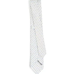CRAVATTA SARTORIALE 7 CM IN SETA BIANCA Microfantasia fiore