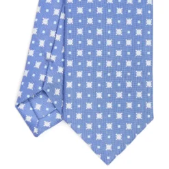 CRAVATTA SARTORIALE 7 CM IN SETA AZZURRO POLVERE Microfantasia fiore