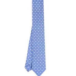 CRAVATTA SARTORIALE 7 CM IN SETA AZZURRO POLVERE Microfantasia fiore