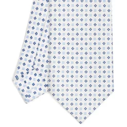 CRAVATTA SARTORIALE 7 CM IN SETA BIANCA Microfantasia fiore
