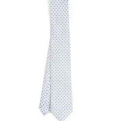 CRAVATTA SARTORIALE 7 CM IN SETA BIANCA Microfantasia fiore