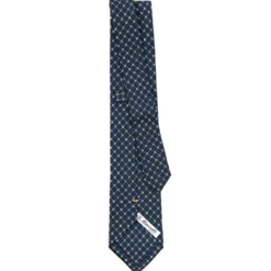CRAVATTA SARTORIALE EXTRA LONG IN SETA BLU SCURO Microfantasia fiore