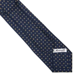 CRAVATTA SARTORIALE EXTRA LONG IN SETA BLU SCURO Microfantasia fiore