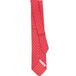 CRAVATTA SARTORIALE EXTRA LONG IN SETA ROSSA Microfantasia fiore