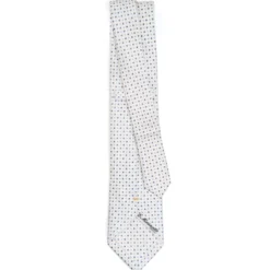 CRAVATTA SARTORIALE EXTRA LONG IN SETA BIANCA Microfantasia fiore