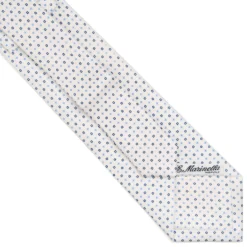CRAVATTA SARTORIALE EXTRA LONG IN SETA BIANCA Microfantasia fiore