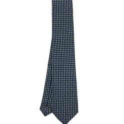 CRAVATTA SARTORIALE EXTRA LONG IN SETA BLU SCURO Microfantasia fiore