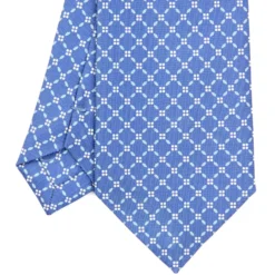 CRAVATTA SARTORIALE EXTRA LONG IN SETA AZZURRO POLVERE Microfantasia fiore