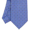 CRAVATTA SARTORIALE EXTRA LONG IN SETA AZZURRO POLVERE Microfantasia fiore