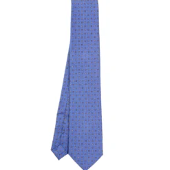 CRAVATTA SARTORIALE EXTRA LONG IN SETA AZZURRO POLVERE Microfantasia fiore