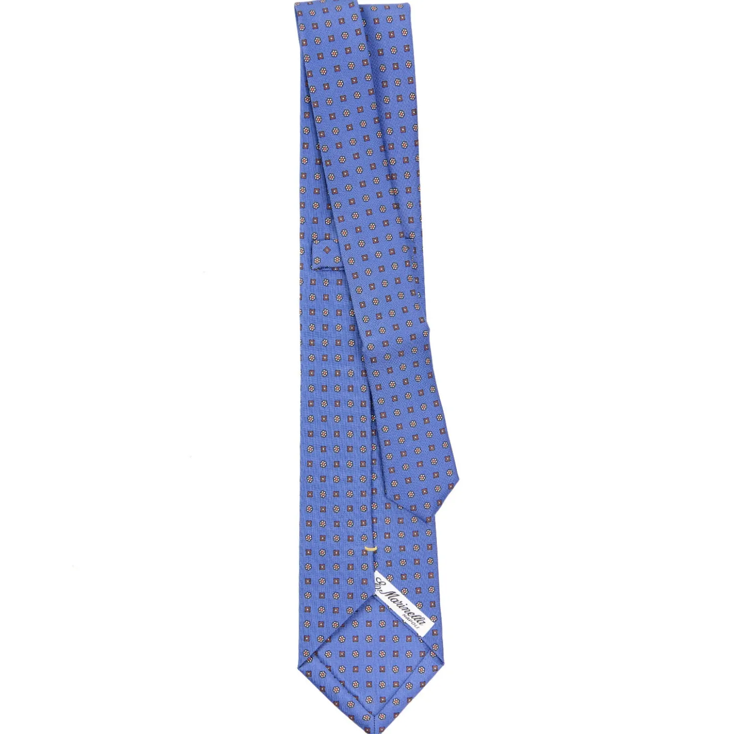 CRAVATTA SARTORIALE EXTRA LONG IN SETA AZZURRO POLVERE Microfantasia fiore